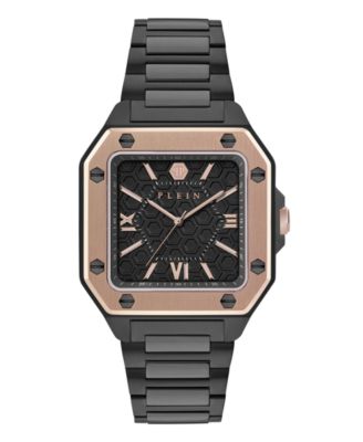 Men's Plein Edge IP Black Stainless Steel Bracelet Watch, 42mm