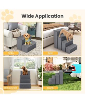 4-Step Dog Stairs w/Adjustable Steps for High Beds Sofas for Small and Medium Dogs