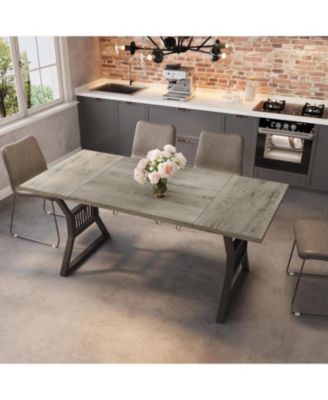 70.8" Dining Table for 4-6, Farmhouse Wood Table, Metal Legs, Rectangle Kitchen Table for Dining, Living