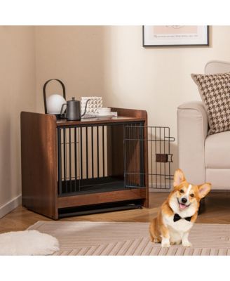 Dog Cage Furniture w/Removable Tray and Lockable Door Adjustable Foot Pads