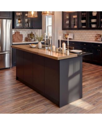 77.3" Large Kitchen Island with 8 Doors, Island Storage Table with Dining Table, Coffee Station and Microwave Rack