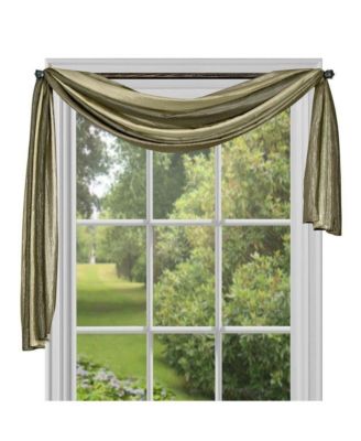 Royal Ombre Crushed Semi Sheer Complete 3 Piece Window Curtains and Scarf Set - 42 in. W x 84 in. L, Sage