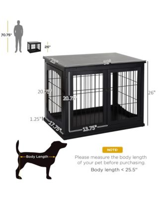 Small Dog Crate End Table – Black Pet Cage with Two Opening Sides & Lockable Door, Decorative Indoor Kennel