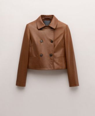 Women's Leather Double-Breasted Jacket