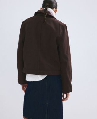 Women's Contrasting Collar Denim Barn Jacket