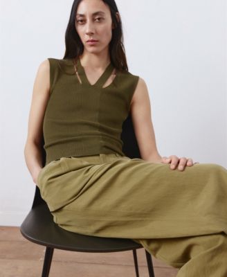 Women's Combined Neckline Fine-Knit Top