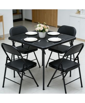 36 Inch Blow Molded Folding Table Compact Portable Fold Card Tables Desk Lightweight Design with Non for Home Patio Balcony RV