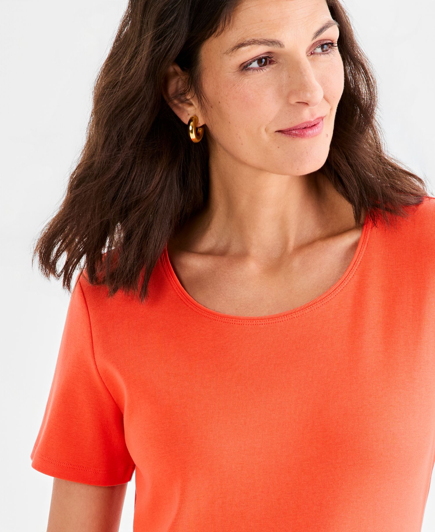 Petite Cotton Scoop-Neck Short-Sleeve Top
