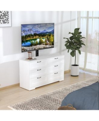 TV Stand with Mount and 6 Drawers Storage Fits TVs, Entertainment Center w/Height Adjustable Mount for Living Room