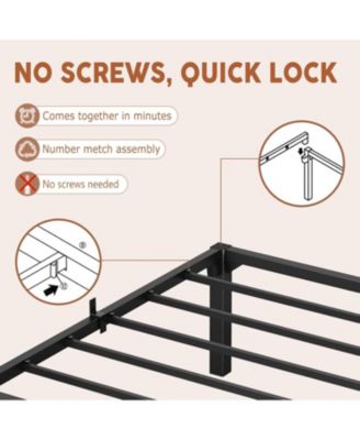 Metal Bed Frame, 16" High Platform, Heavy Duty Steel, No Box Spring.