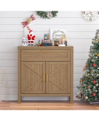 Buffet Sideboard Cabinet, Kitchen Storage with 1 Drawer and 2 Doors, Wood Coffee Bar with Adjustable Shelf