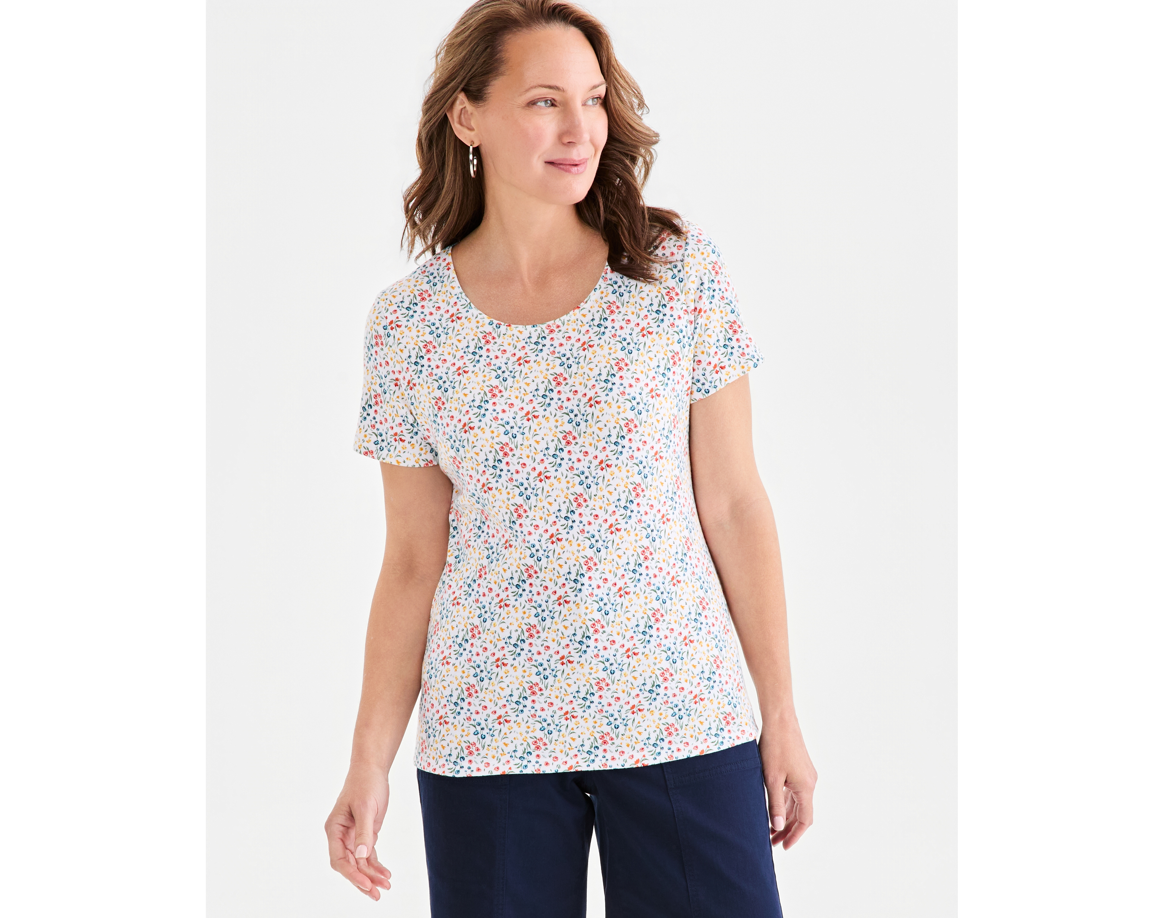Style & Co Petite Scoop Neck Kiss Of Flora T-Shirt, Macy's Exclusive
