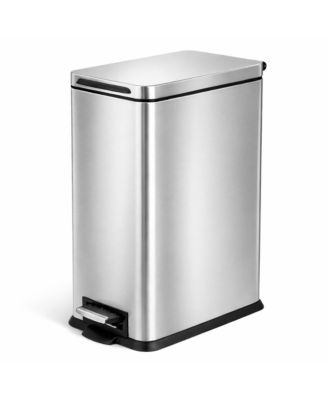 4 Gallon Slim Stainless Steel Kitchen Trash Can with Step Pedal and Soft Close Lid