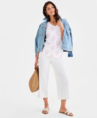 Style & Co Women's Printed Short-Sleeve V-Neck Top, Macy's