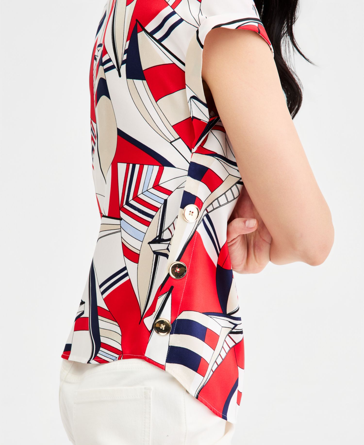 Petite Short-Sleeve Boat Neck Blouse