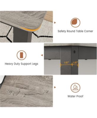 Industrial Modern Dining Table for 6-8, Large Rectangular Table, Metal Legs, Extendable, Family Room