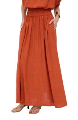 Women's Sesame Elasticated Waist Maxi Skirt