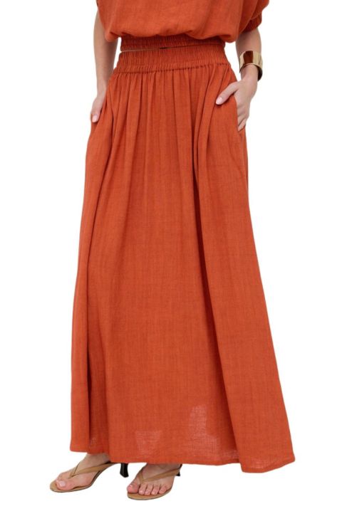 Женская юбка Raffya Sesame Elasticated Waist Maxi, цвет: Оранжевый