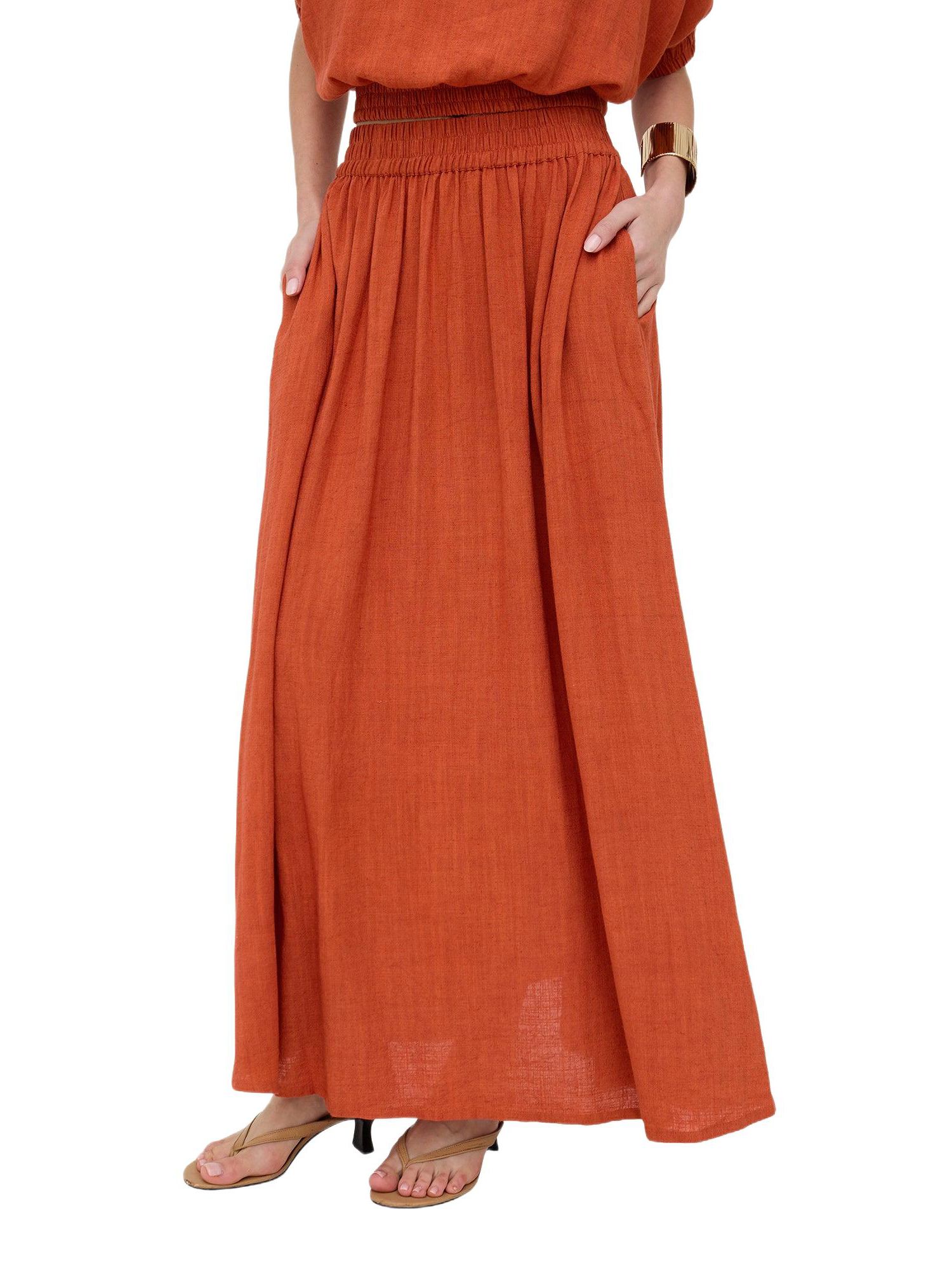Women's Sesame Elasticated Waist Maxi Skirt