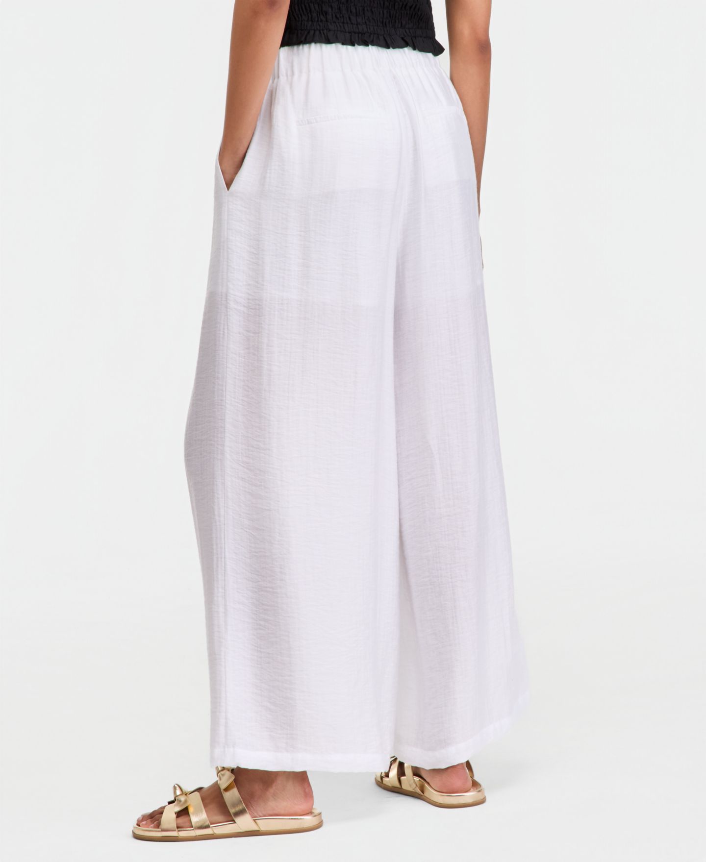 Женские брюки On 34th Pintucked Gauze Wide-Leg Pants, Regular & Short, цвет: Яркий белый — фото 2