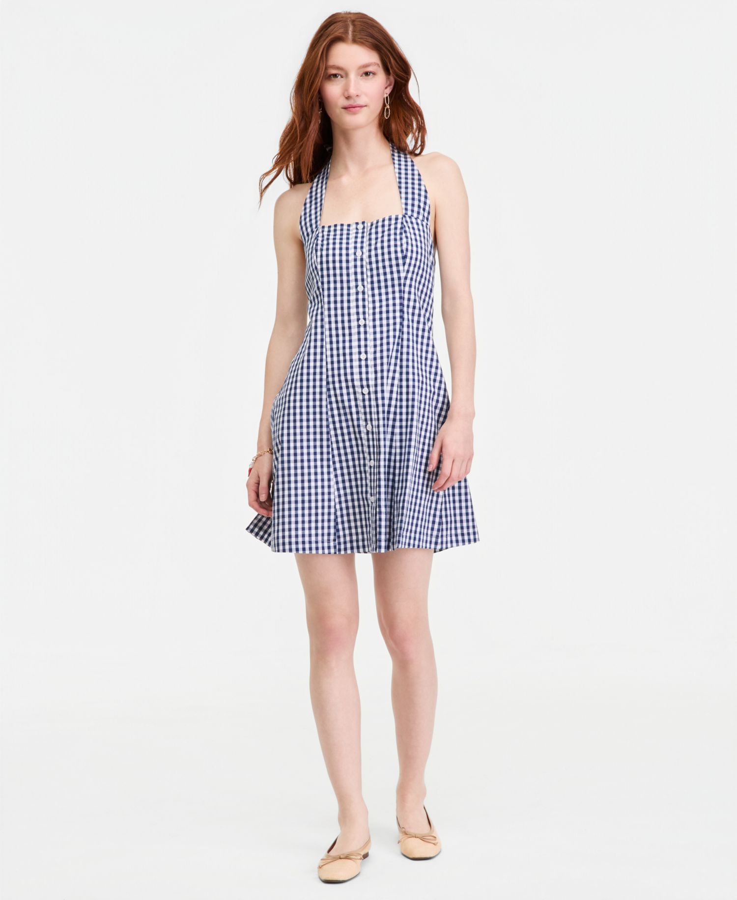 Women's Gingham Halter Mini Dress