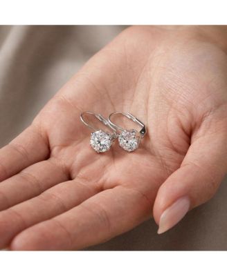 Sterling with Clear Cubic Zirconia Classic Leverback Earrings