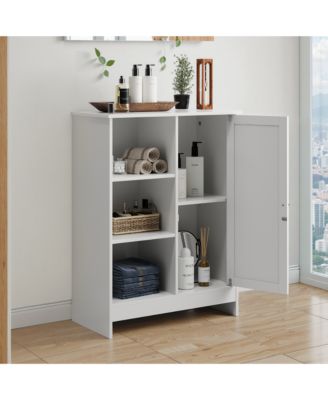 Bathroom Cabinet - Freestanding Storage Cabinet with 1 Cabinet, 3 Open Compartments for Bathroom, Living Room