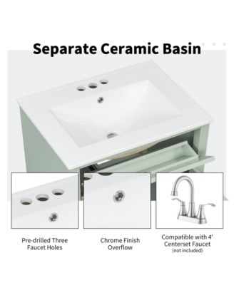 Modern Bathroom Vanity with Sink 3 Drawers Adjustable Shelf Cabinet