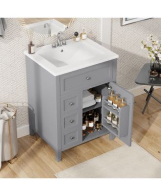 Modern Bathroom Vanity with Sink 3 Drawers Adjustable Shelf Cabinet