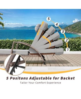 Patio Furniture Outdoor Wicker Chaise Lounge Chair with Arms