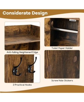 Over The Toilet Storage Cabinet w/ Sliding Barn Door Adjustable Shelves 2 Hooks