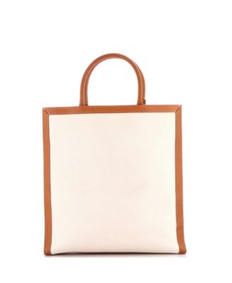 Large Vertical Cabas Tote Canvas with Leather