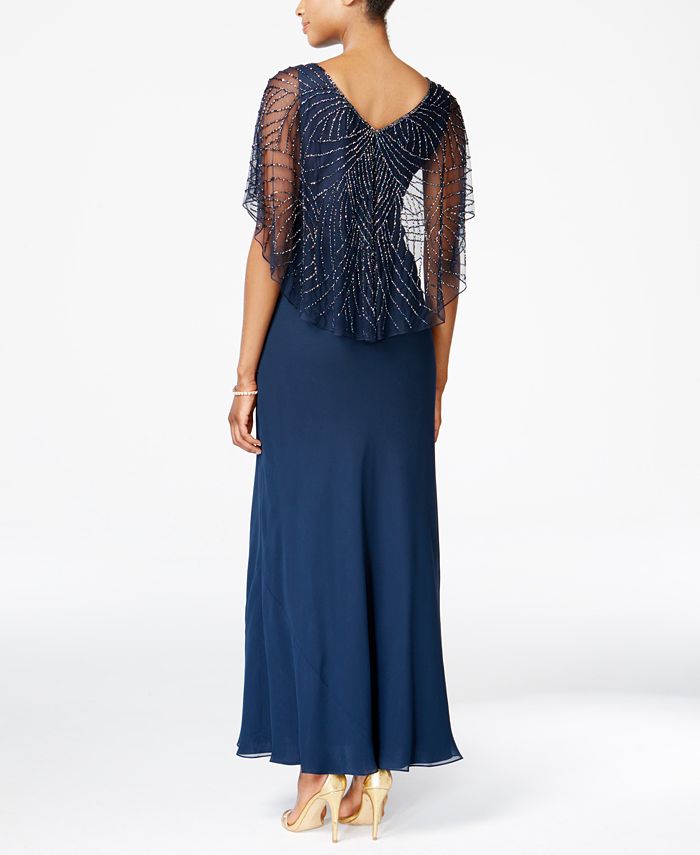 J kara online beaded capelet gown