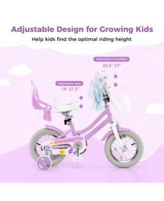 12 Inch Girls Bike Kids Bicycle with Doll Seat and Streamers for Children 3-4 Years Old