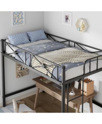 Loft Bed Frame, Heavy Duty Metal with 400 Lbs Weight Capacity, Space-Saving & Noise-Free Design, Industrial Loft Bed