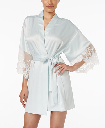 Flora Nikrooz Lace-Trimmed Charmeuse Robe
