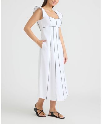 Women's Linen Dress with Contrast Pipping