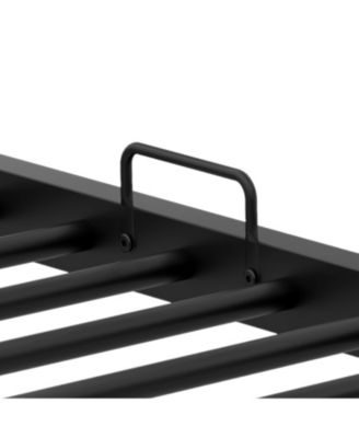 Twin Over Twin Metal Bunk Bed with Trundle, Ladder & Full Length Guardrails