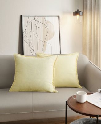 Faux Linen Plush 2-Pack Decorative Pillow Set, 20" x 20"