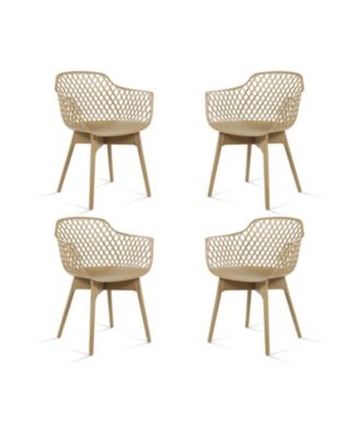 Modern Dining Chairs Set of 4, Weather-Resistant Plastic Cafe Chairs with  Ergonomic Back and Non-Slip Pad, Suitable for Patio, Restaurant