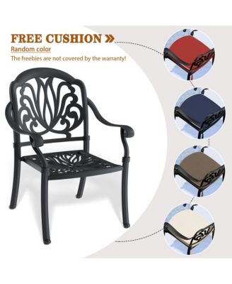 2Pcs Patio Dining Chair Cast Aluminum Chair with Frame and Cushions