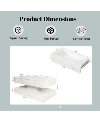 LED Coffee Table, Modern Living Room Table, 2-Tier Center Table with Storage Drawer for Home Office, Waiting Area, Reception Room