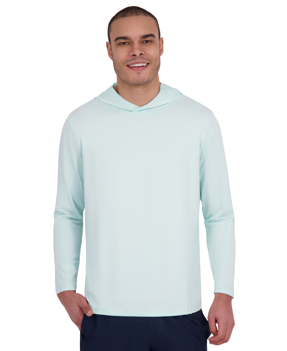 Spyder Men's Long Sleeve Textured Rashguard Swim Hoodie - Blue Glass