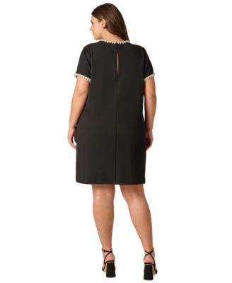 Plus Size Short-Sleeve Crew Neck Short Dress