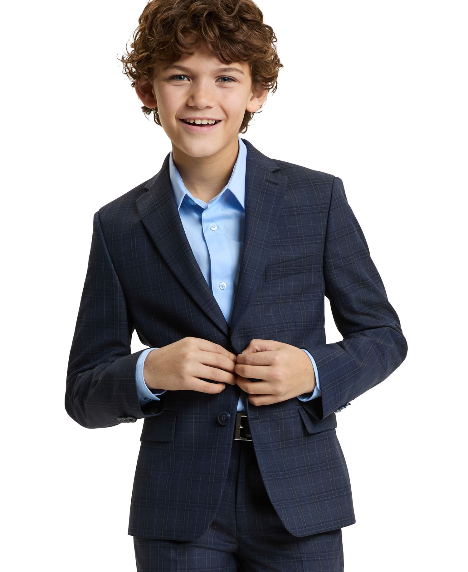 Boys' 8-20 Long-Sleeve Top and Plain Pleat Bottom Suit
