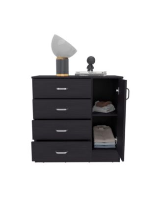 Modern 5 Drawer Dresser Solid Wood Cabinet with Metal Handles for Bedroom Home Office Hallway