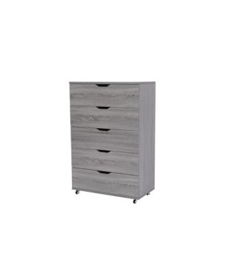 Modern 4 Drawer Dresser MDF Cabinet with Wheels for Bedroom Living Room Entryway