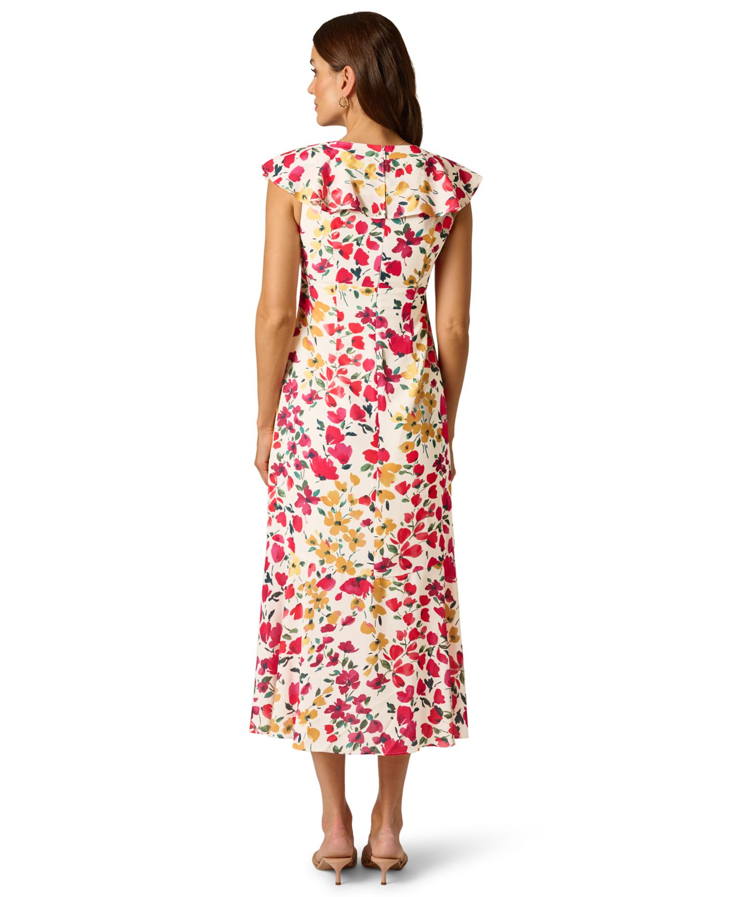 Women's Floral Print V-Neck Midi Dress