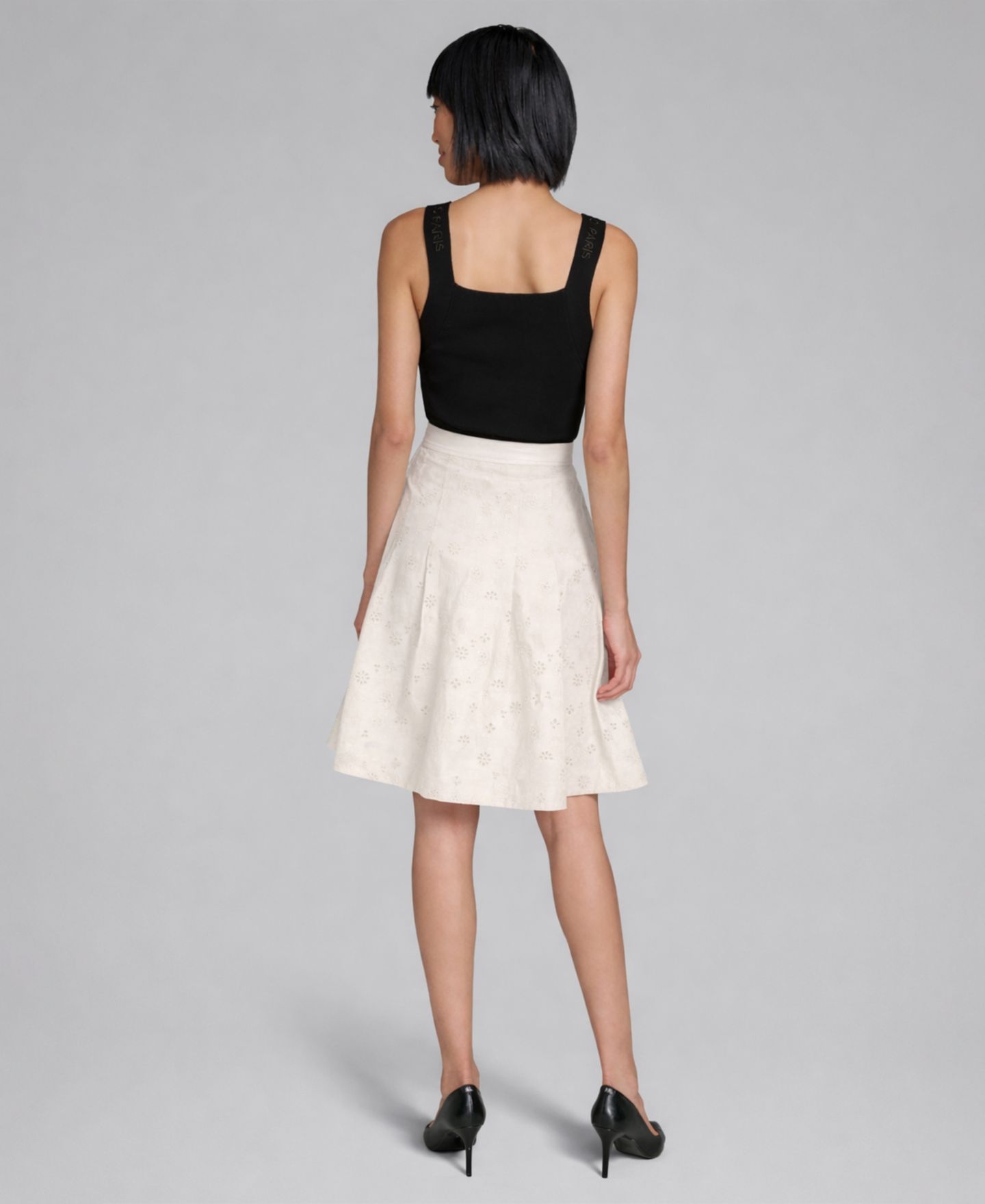 Женская юбка KARL LAGERFELD PARIS A-Line Eyelet, цвет: Мягкий белый — фото 2