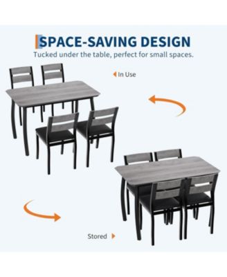 5-Piece Modern Wooden Dining Table Set with 4 Upholstered Chairs